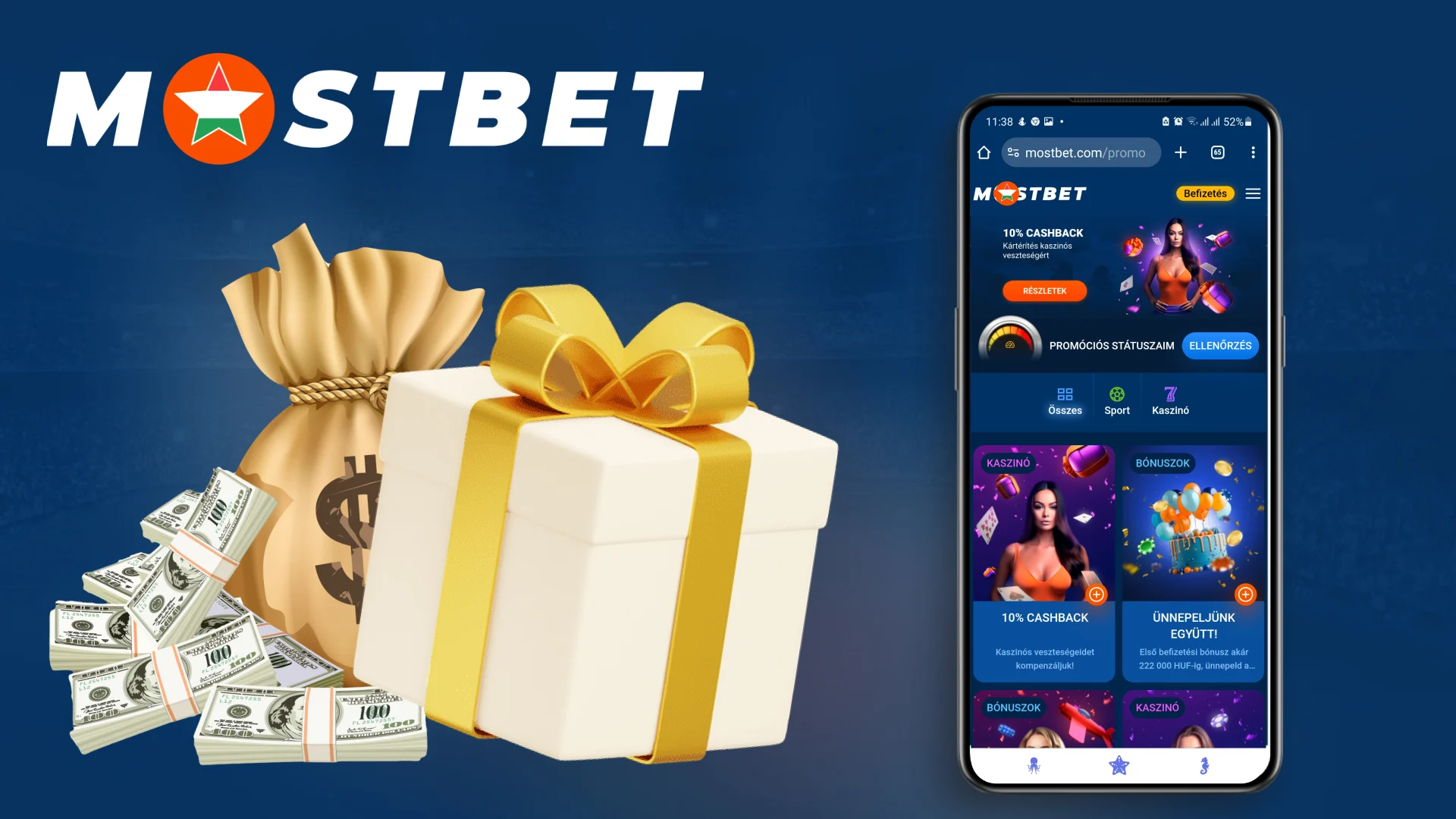 Mostbet bónusz egy kaszinó befizetésén